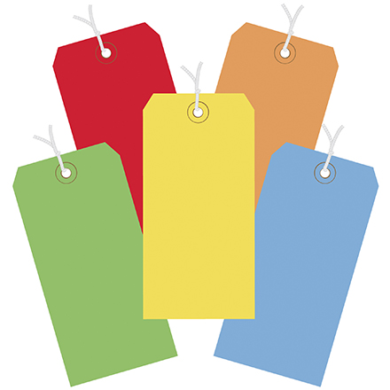 13 Pt. Shipping Tags - Assorted Color Packs - Pre-Strung