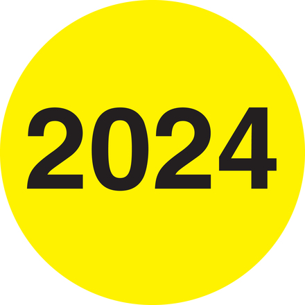 3" Circle - "2024" (Fluorescent Yellow) Year Labels