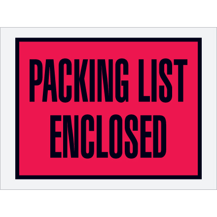 4 <span class='fraction'>1/2</span> x 6" Red (Open End) "Packing List Enclosed" Envelopes