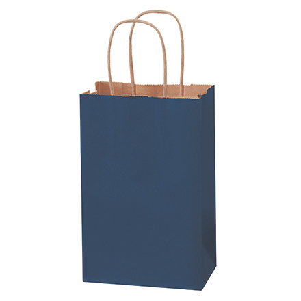 5 <span class='fraction'>1/2</span> x 3 <span class='fraction'>1/4</span> x 8 <span class='fraction'>3/8</span>" Navy Tinted Shopping Bags