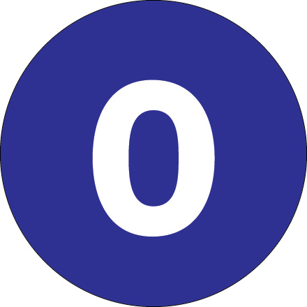 3" Circle - "0" (Dark Blue) Number Labels